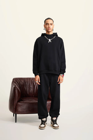 Ghost Hoodie Blank FW-24 Heavy Drop Shoulder - BLACK