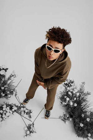 Hoodie FW/24 Drop Shoulder Blank - BROWN