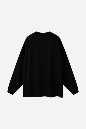 Long Sleeve Oversized T-Shirt 100% Cotton - Black