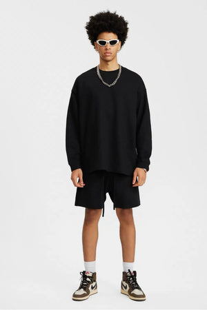 Long Sleeve Oversized T-Shirt 100% Cotton - Black