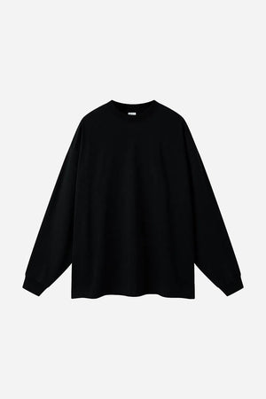 Long Sleeve Oversized T-Shirt 100% Cotton - Black