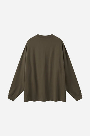 Long Sleeve Oversized T-Shirt 100% Cotton - COFFEE