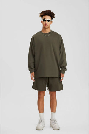 Long Sleeve Oversized T-Shirt 100% Cotton - COFFEE