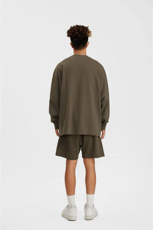 Long Sleeve Oversized T-Shirt 100% Cotton - COFFEE