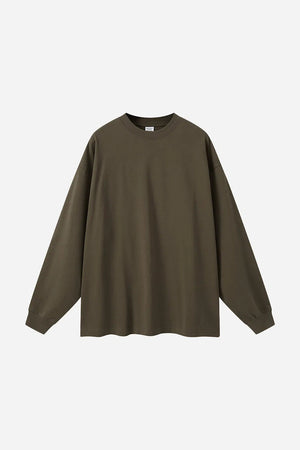 Long Sleeve Oversized T-Shirt 100% Cotton - COFFEE