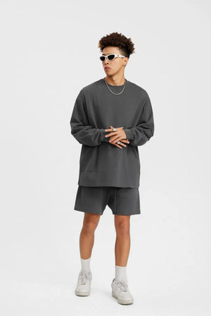Long Sleeve Oversized T-Shirt 100% Cotton - DARK GRAY