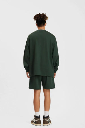 Long Sleeve Oversized T-Shirt 100% Cotton - DARKISH GREEN