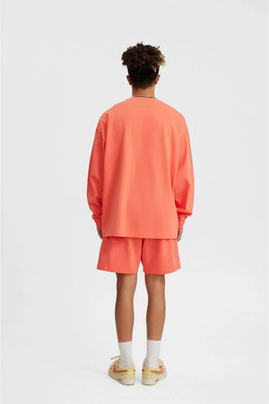 Long Sleeve Oversized T-Shirt 100% Cotton - FIRE RED