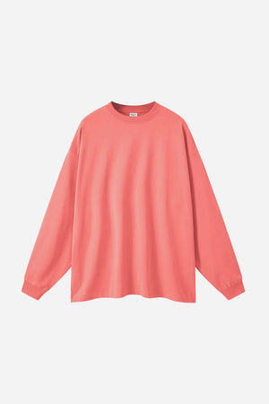 Long Sleeve Oversized T-Shirt 100% Cotton - FIRE RED