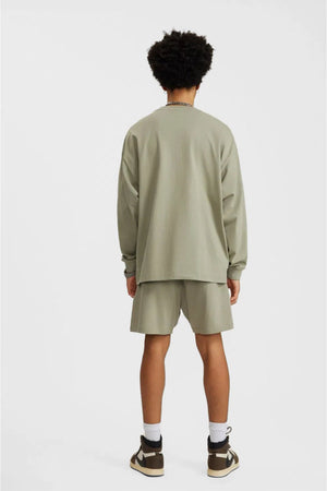 Long Sleeve Oversized T-Shirt 100% Cotton - GRAYISH GREEN