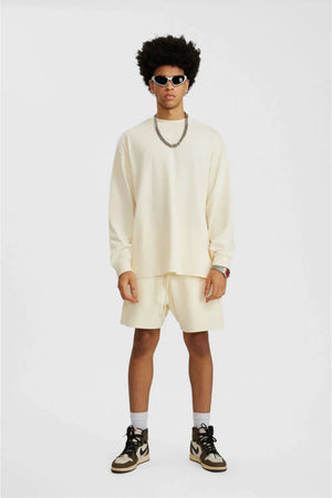 Long Sleeve Oversized T-Shirt 100% Cotton - LIGHT APRICOT