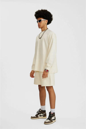 Long Sleeve Oversized T-Shirt 100% Cotton - LIGHT APRICOT