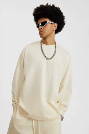 Long Sleeve Oversized T-Shirt 100% Cotton - LIGHT APRICOT