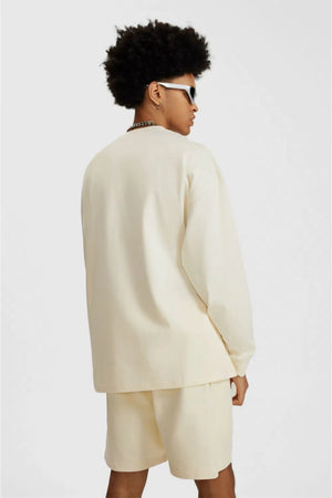 Long Sleeve Oversized T-Shirt 100% Cotton - LIGHT APRICOT