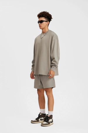 Long Sleeve Oversized T-Shirt 100% Cotton - SAND