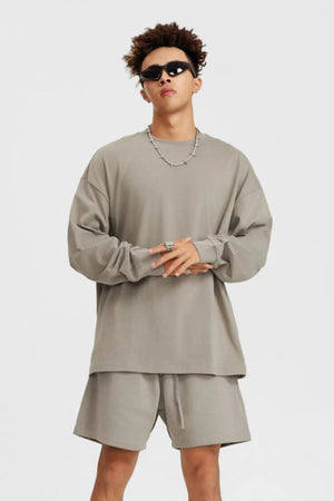 Long Sleeve Oversized T-Shirt 100% Cotton - SAND