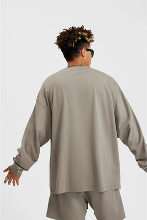 Long Sleeve Oversized T-Shirt 100% Cotton - SAND