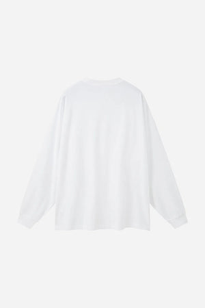 Long Sleeve Oversized T-Shirt 100% Cotton - WHITE