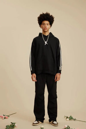 Three Lines Hoodie - BLACK