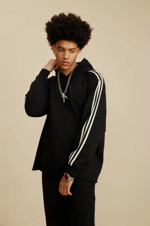 Three Lines Hoodie - BLACK