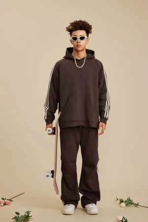 Three Lines Hoodie - BROWN