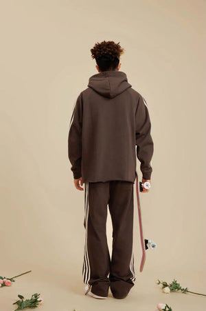 Three Lines Hoodie - BROWN