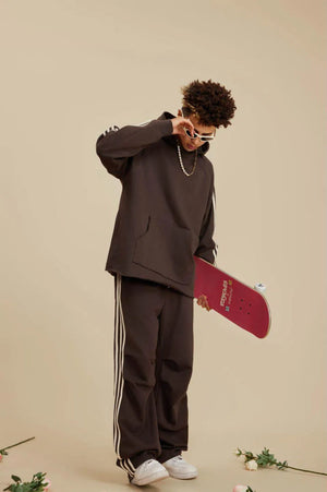 Three Lines Hoodie - BROWN