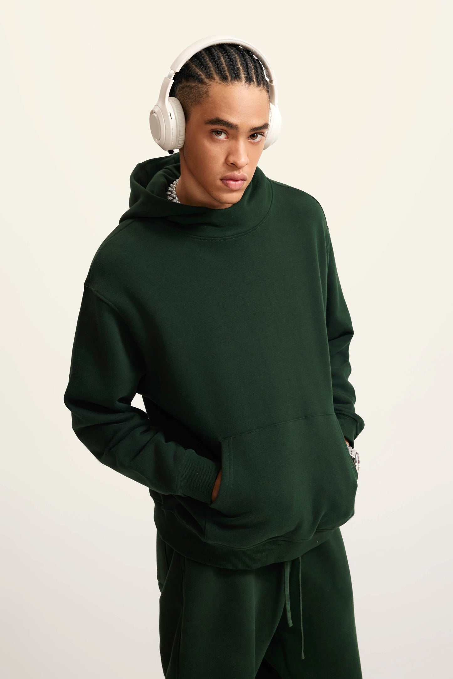 Ghost Hoodie Blank FW-24 Heavy Drop Shoulder - BLACKISH GREEN-LOTABY