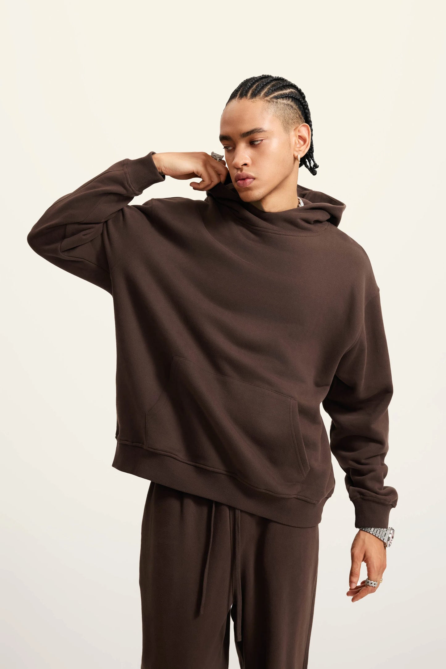 Ghost Hoodie Blank FW-24 Heavy Drop Shoulder - BROWN-LOTABY