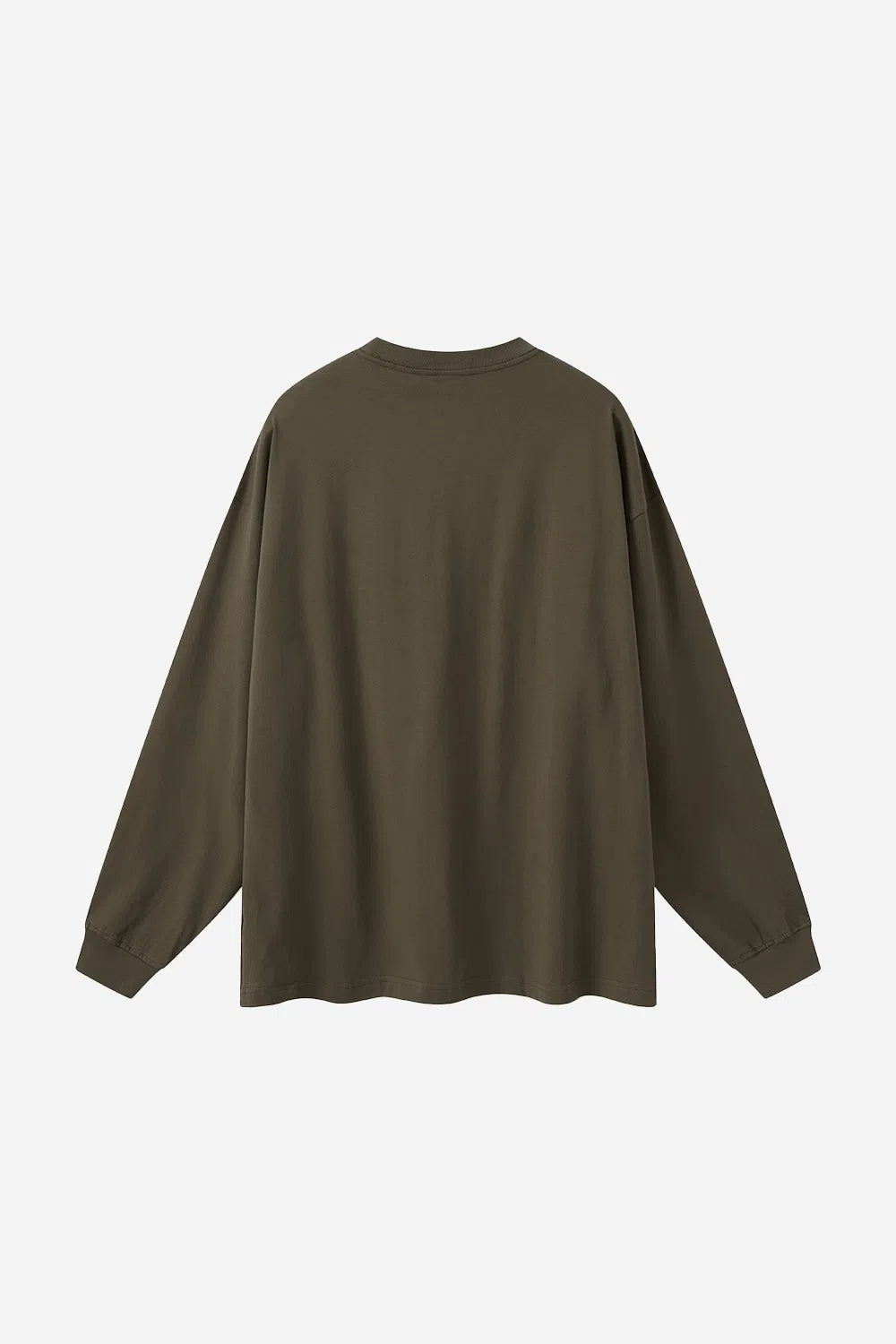 Long Sleeve Oversized T-Shirt 100% Cotton - COFFEE-LOTABY
