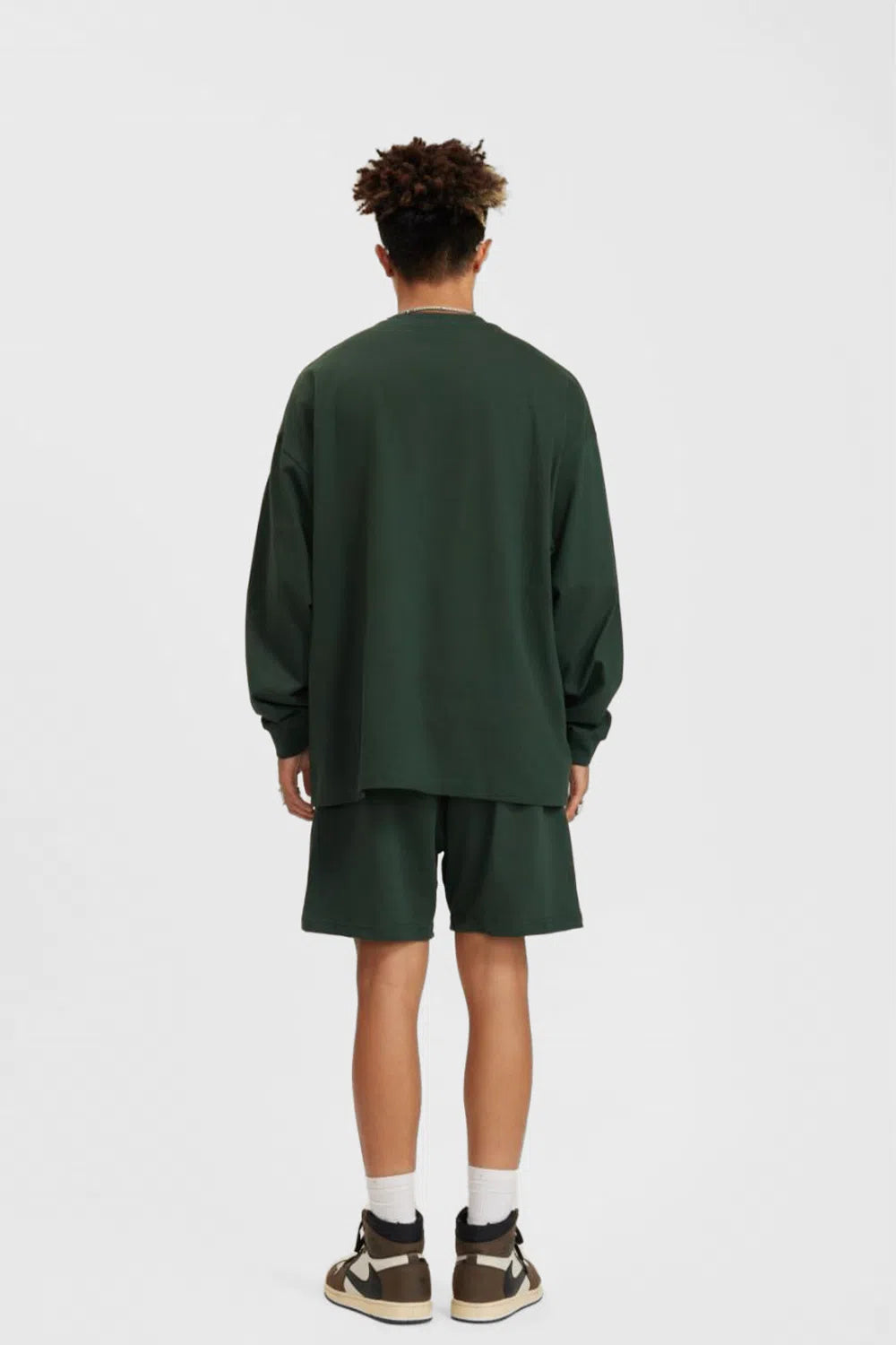 Long Sleeve Oversized T-Shirt 100% Cotton - DARKISH GREEN-LOTABY