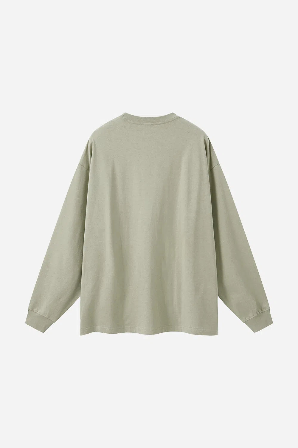 Long Sleeve Oversized T-Shirt 100% Cotton - GRAYISH GREEN-LOTABY