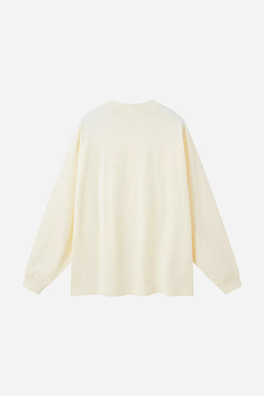 Long Sleeve Oversized T-Shirt 100% Cotton - LIGHT APRICOT-LOTABY