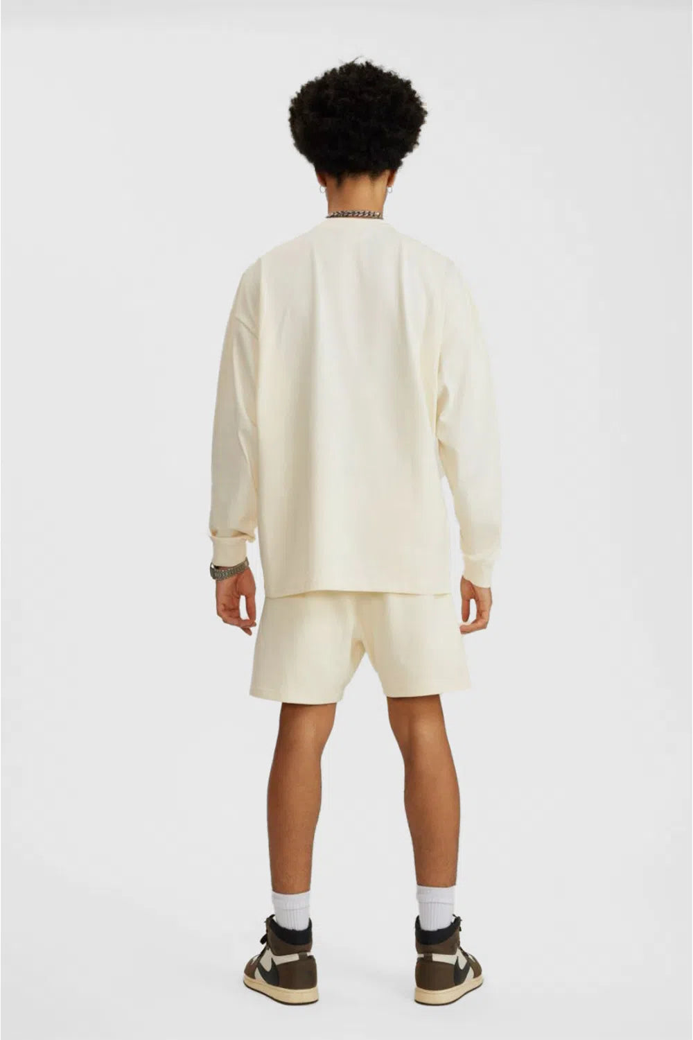 Long Sleeve Oversized T-Shirt 100% Cotton - LIGHT APRICOT-LOTABY